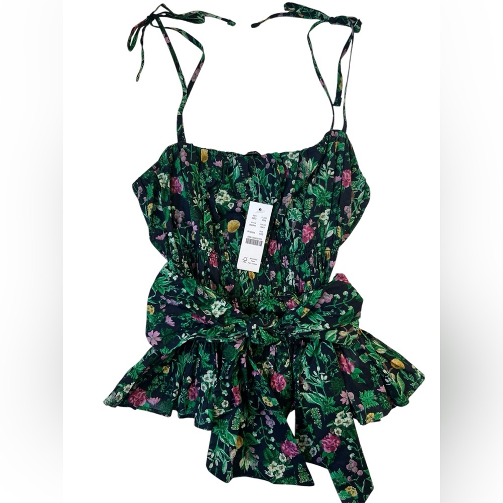 NWT! J Crew Navy Floral Top with Tie waist - XXS